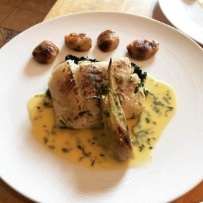Seared-Cod,-Braised-Fennel,-Black-Garlic-Gnocchi,-Tarragon-Burre-Blanc Seared-Cod,-Braised-Fennel,-Black-Garlic-Gnocchi,-Tarragon-Burre-Blanc